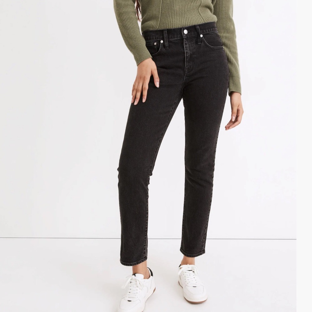 Madewell Tomboy Straight Jeans Lunar Wash Faded Black 28